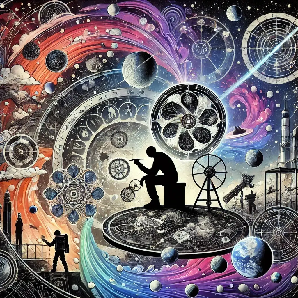 An artist standing at the threshold of a vast, luminous world taking shape — the coming wave of lore-driven art.